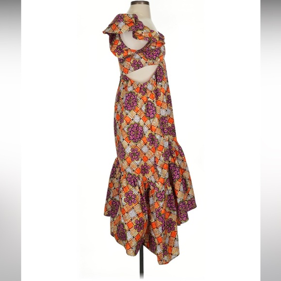 NWOT AUTUMN ADEIGBO Chioma Floral Tropical Print Handkerchief Hem Dress Size 4 - Picture 9 of 14